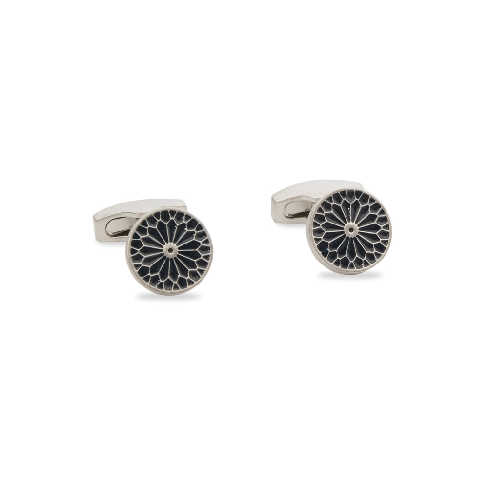 Simon Carter Mens Formal Suit Metal Navy Cufflink - Silver