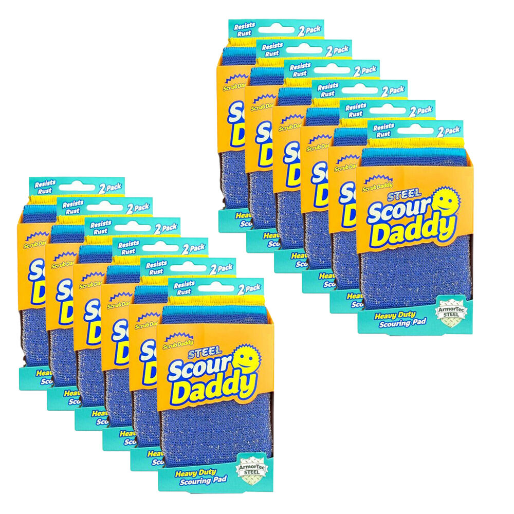 12x 2pc Scrub Daddy Scour Daddy Steel Scrubber Durable Non-Scratch Cleaning