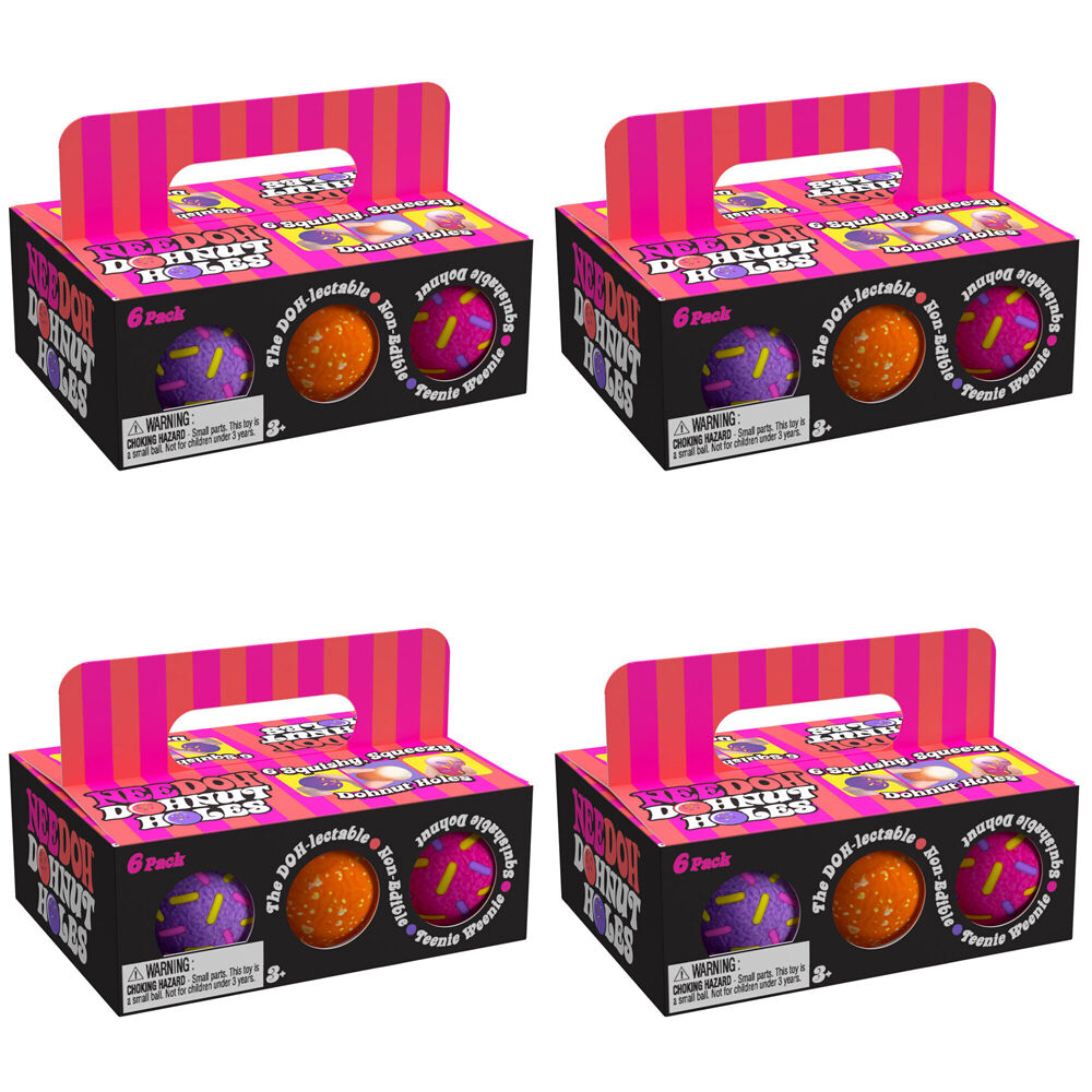 4x 6pc Schylling Nee Doh Dohnut Holes Squishy Toy 3.8cm - Assorted 3y+