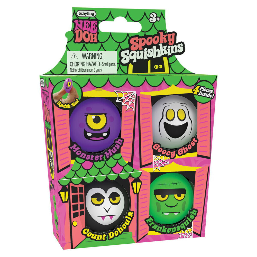 4x 4pc Schylling Spooky Squishkins Haunted House Nee Doh - Asstd 3y+
