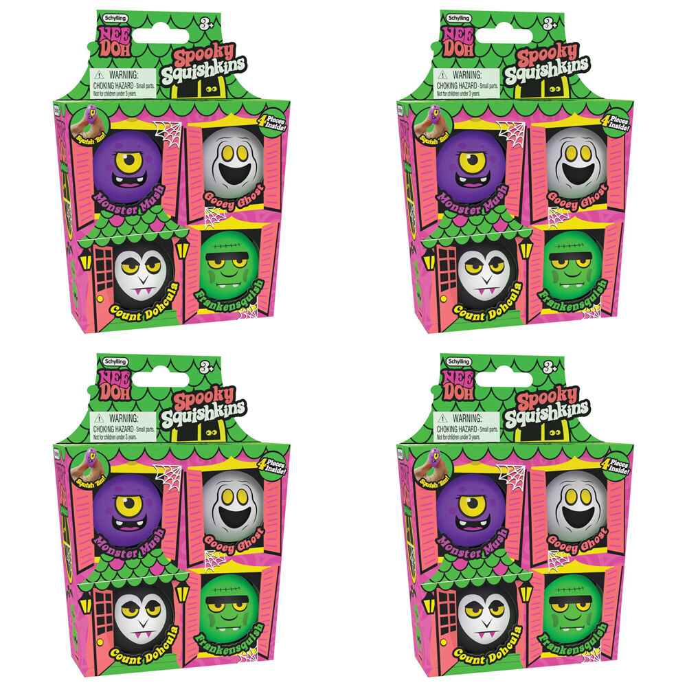 4x 4pc Schylling Spooky Squishkins Haunted House Nee Doh - Asstd 3y+
