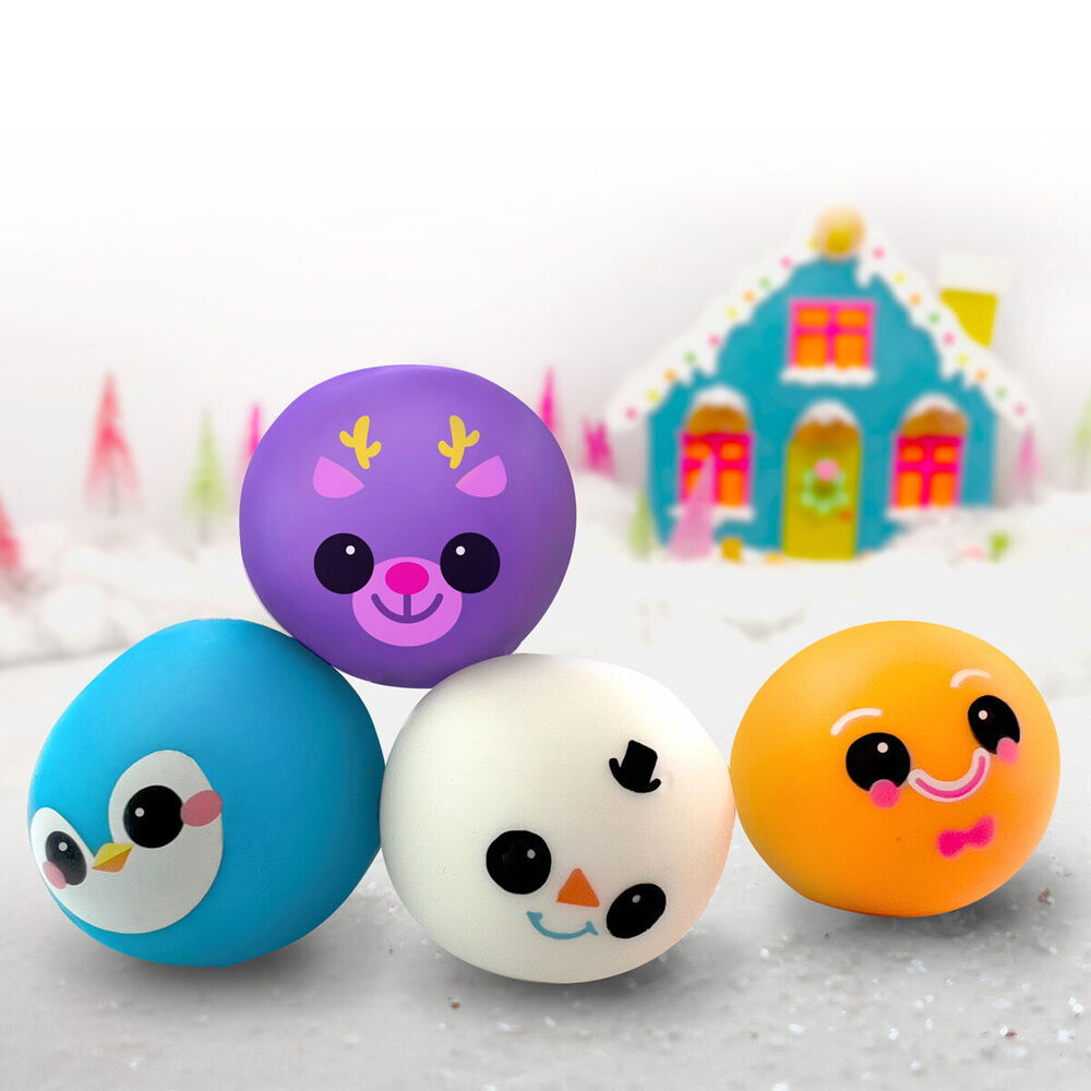 2x 4pc Schylling Squishmas Squishkins Nee Doh Toys - Assorted 3y+