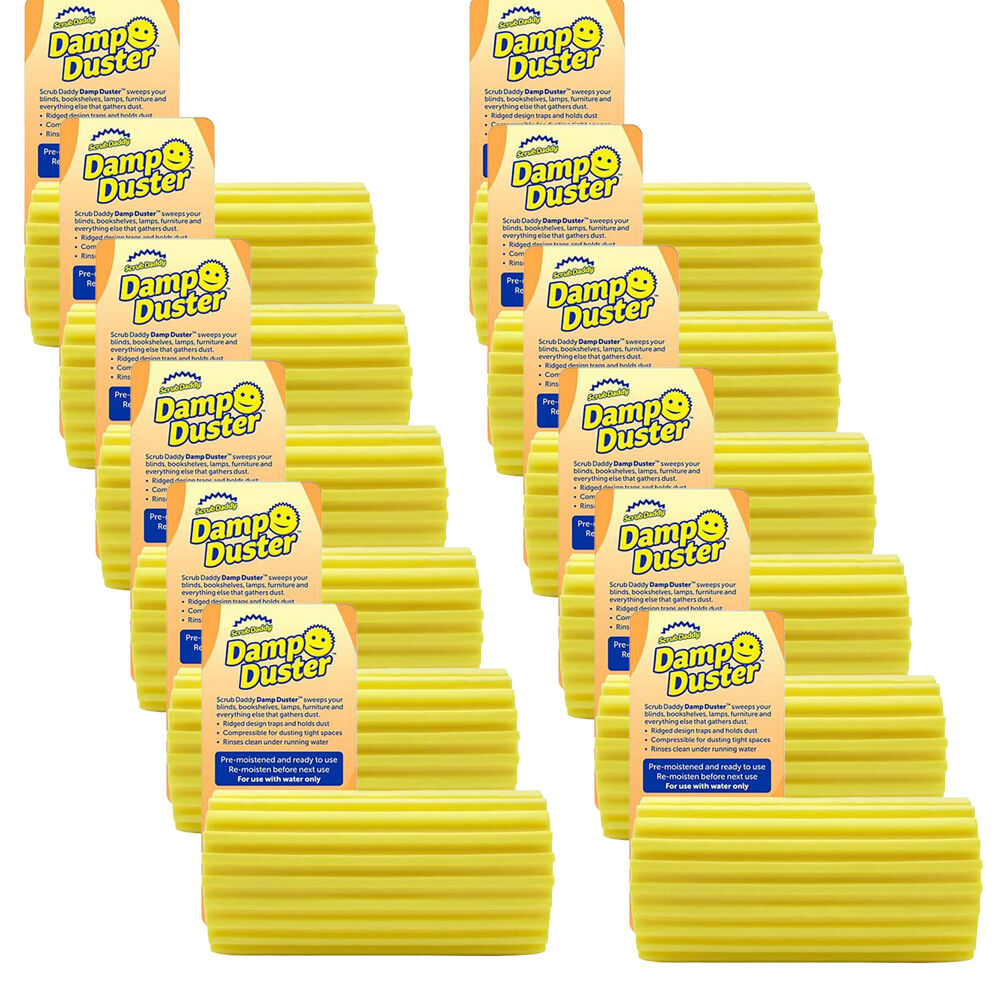 12PK Scrub Daddy Damp Duster Sponge Yellow Durable Non-Scratch Cleaning Tool