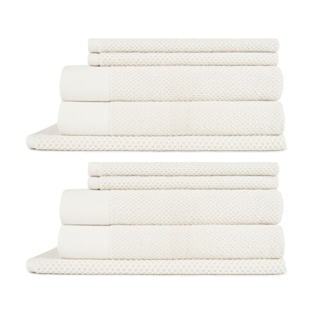 2x 5pc 550GSM Sheraton Luxury Cotton Bathroom Marlon Towel Set Flax