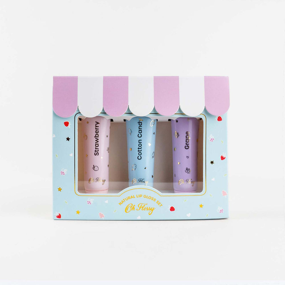 3pc Oh Flossy Natural Glassy Lip Gloss/Glaze Set 3y+