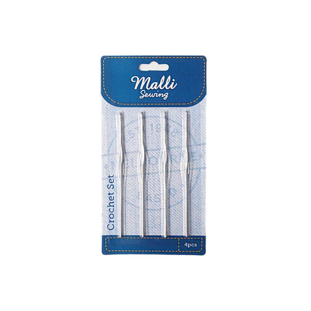 12x 4pc Malli Aluminium Crochet Hook Set Yarn Crafting Tools - Silver