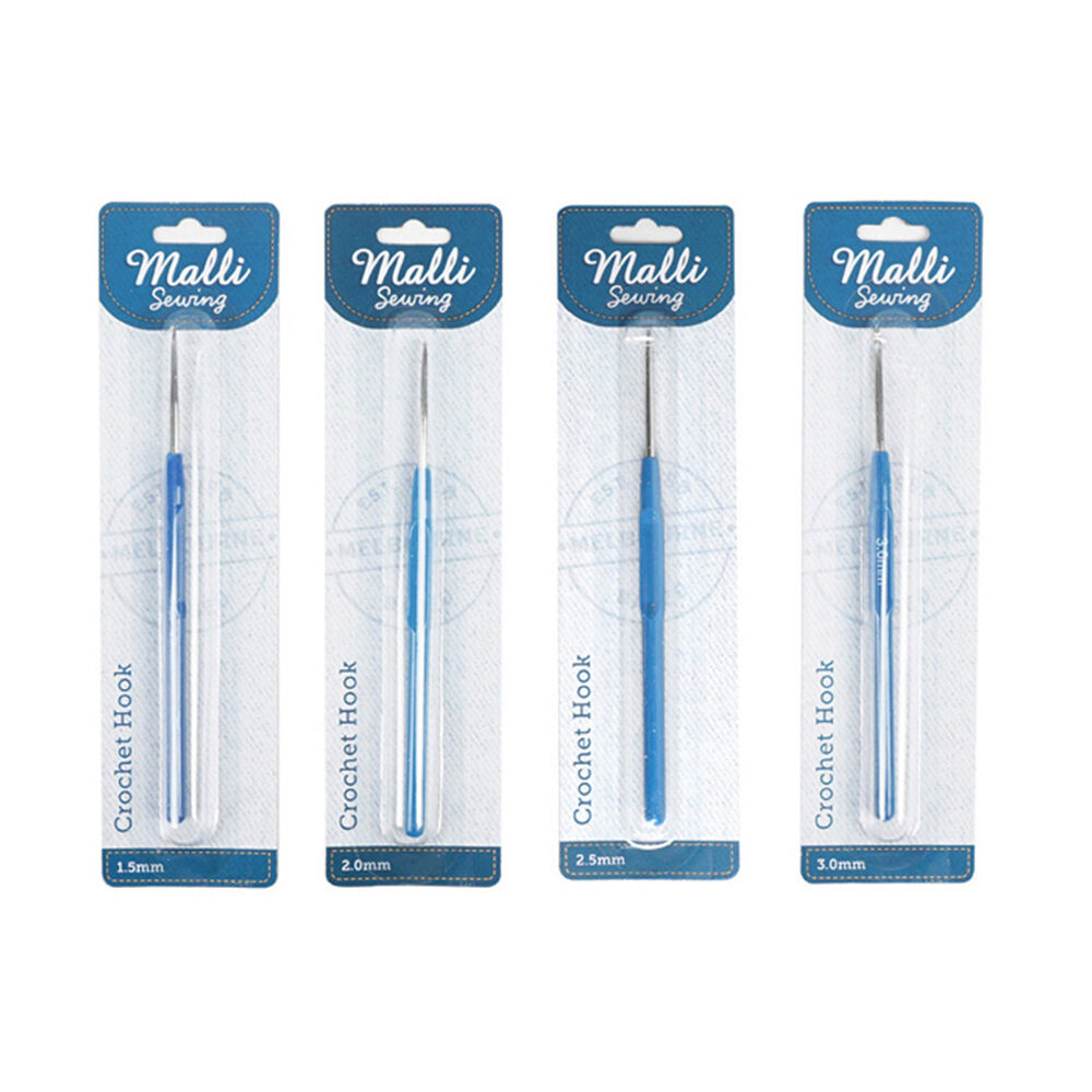 12PK Malli Aluminium Crochet Hook Yarn Crafting/Knitting Tools - Assorted