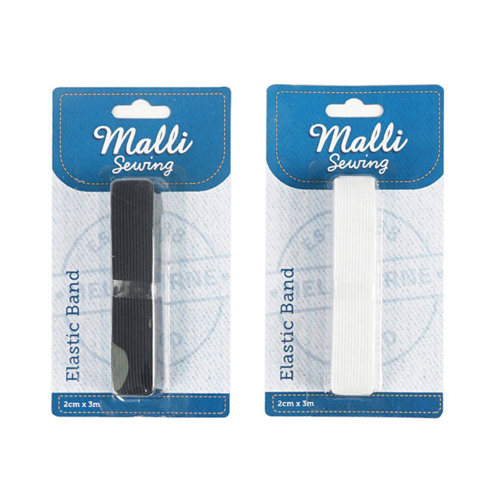 6PK Malli Braided Flat Elastic Band Tape 2cm x 3m - Assorted