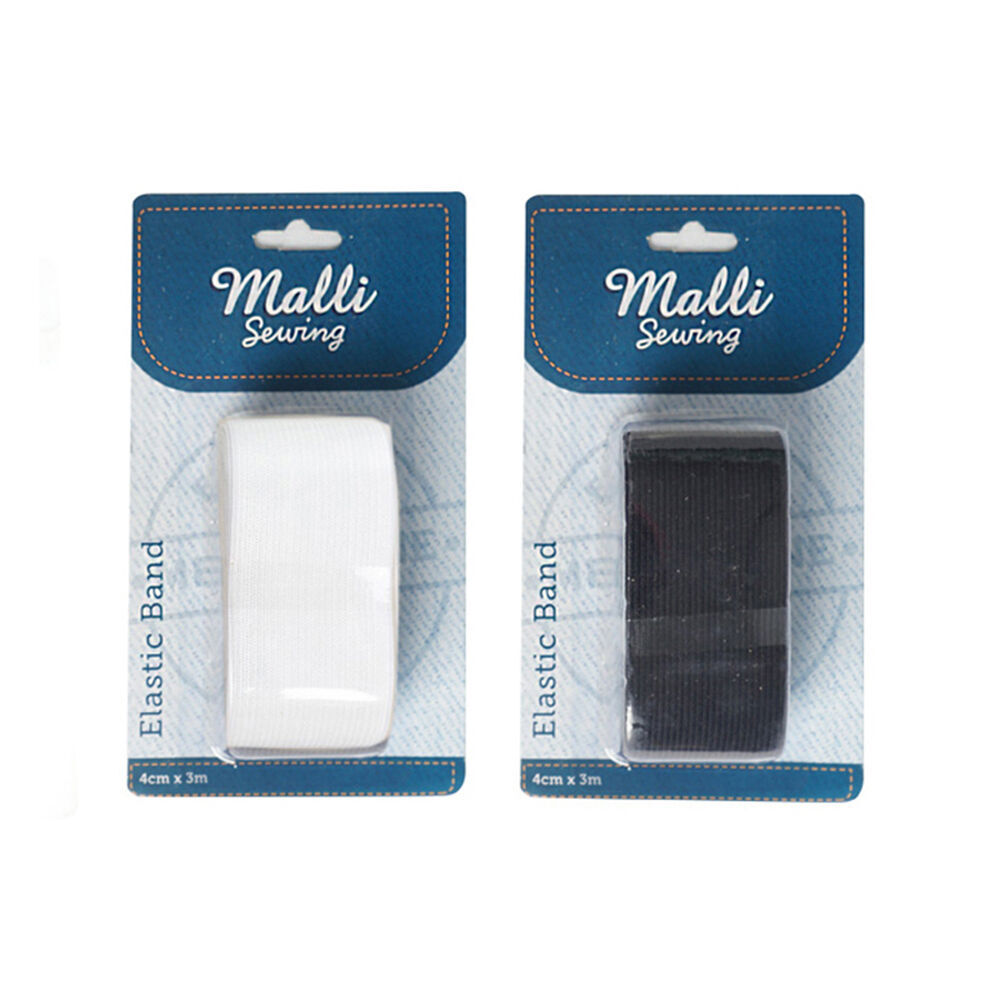 6PK Malli Braided Flat Elastic Band Tape 4cm x 3m - Assorted