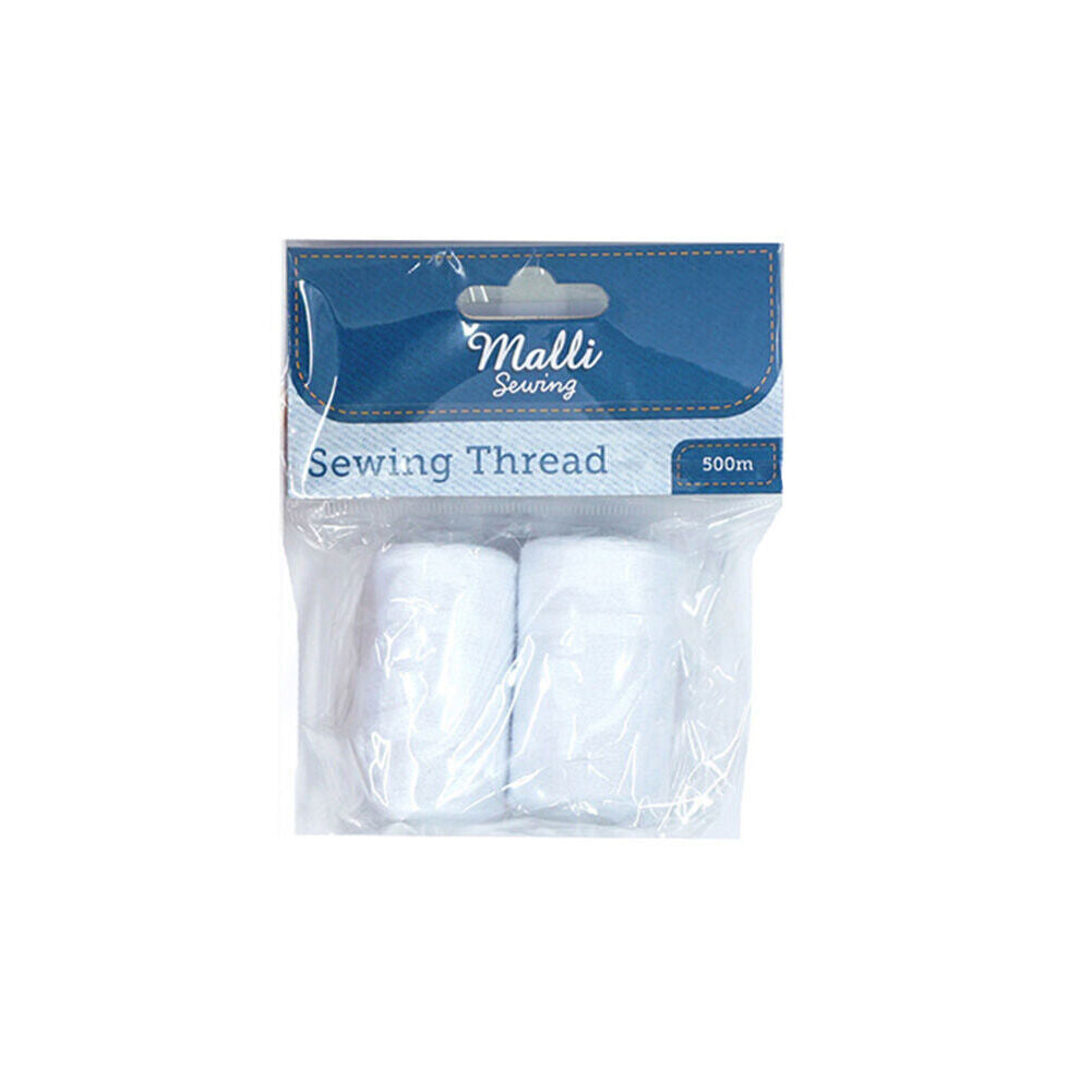 12PK Malli Sewing Thread Spool Hand Sewing Thread 500M - White