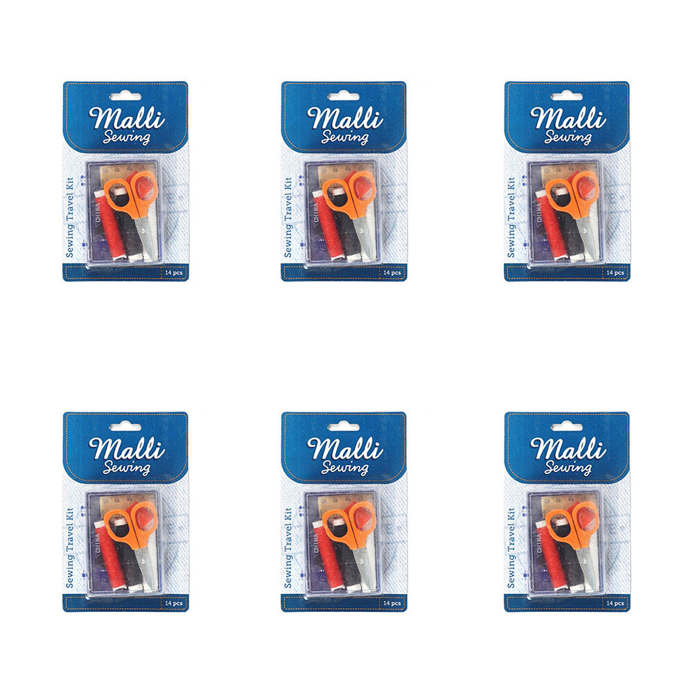 6x 14pc Malli Sewing Portable Mini Sewing Repair Travel Kit