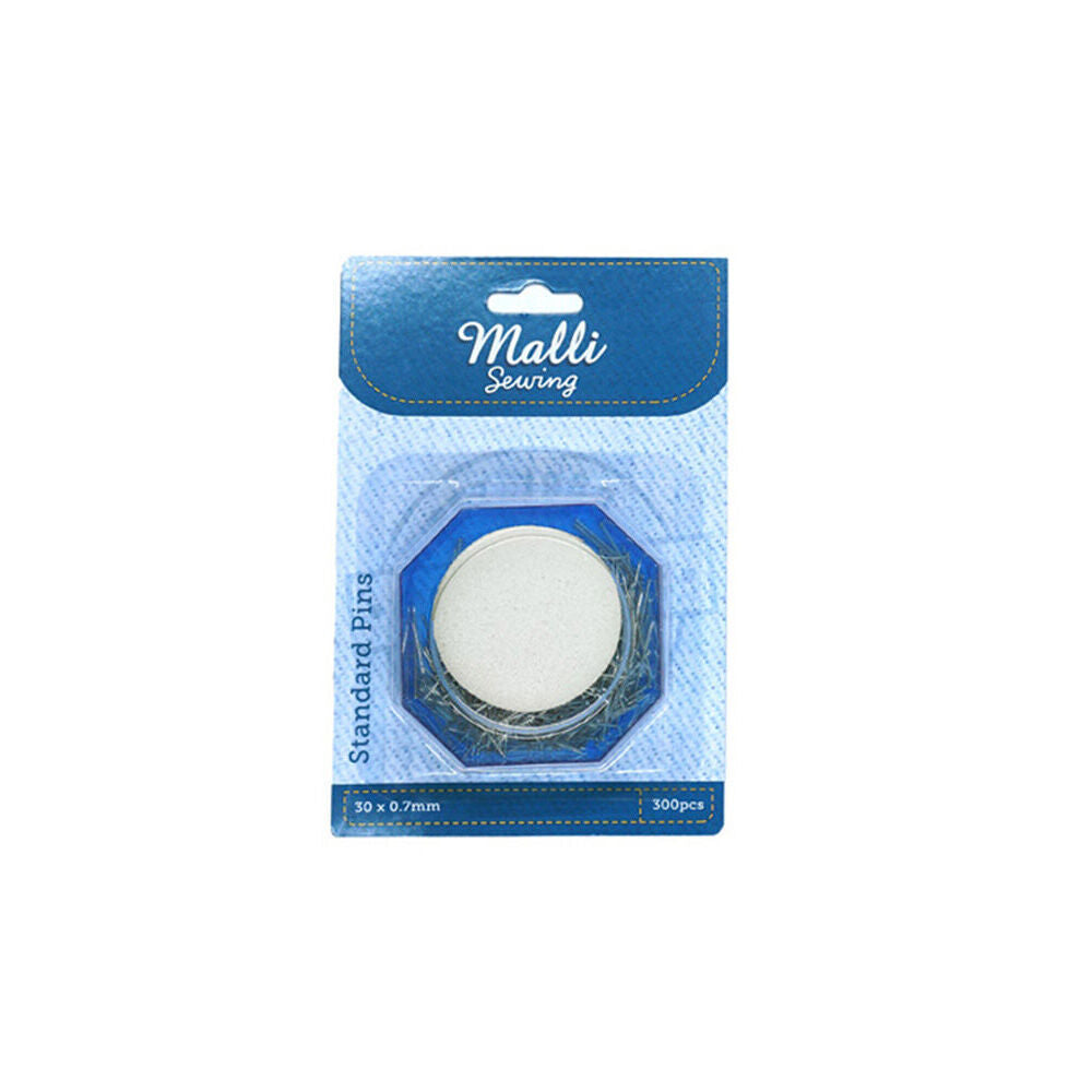 12x 300pc Malli Standard Pins w/ Storage Container 30x0.7mm - Silver