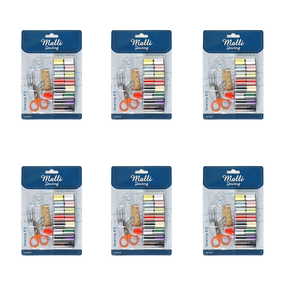 6x 28pc Malli Sewing Portable Sewing Repair Travel Kit
