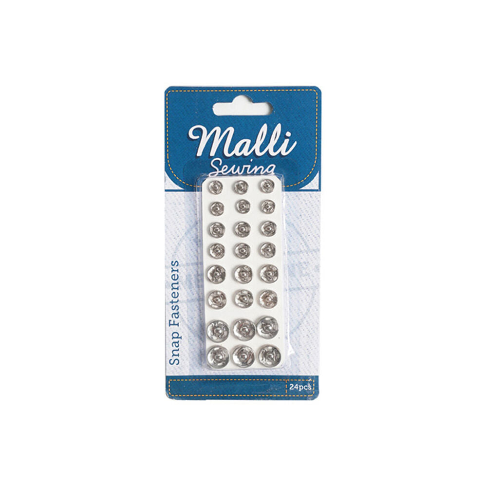 6x 24pc Malli Sewing Metal Snap Fasteners Assorted Sizes - Silver