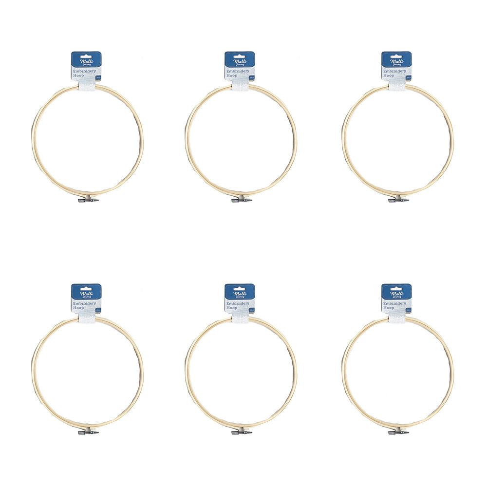 6PK Malli Sewing Round Wooden Embroidery Hoop 20cm - Brown