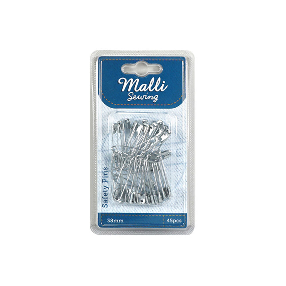 6x 45pc Malli Sewing Assorted Metal Safety Pins 38mm - Silver