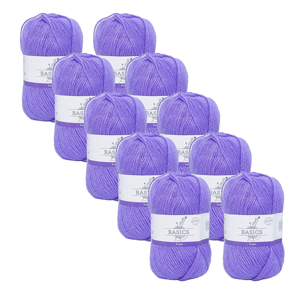 10x Malli Blend Basic 100g Acrylic/Poly Yarn Knitting/Crochet Purple