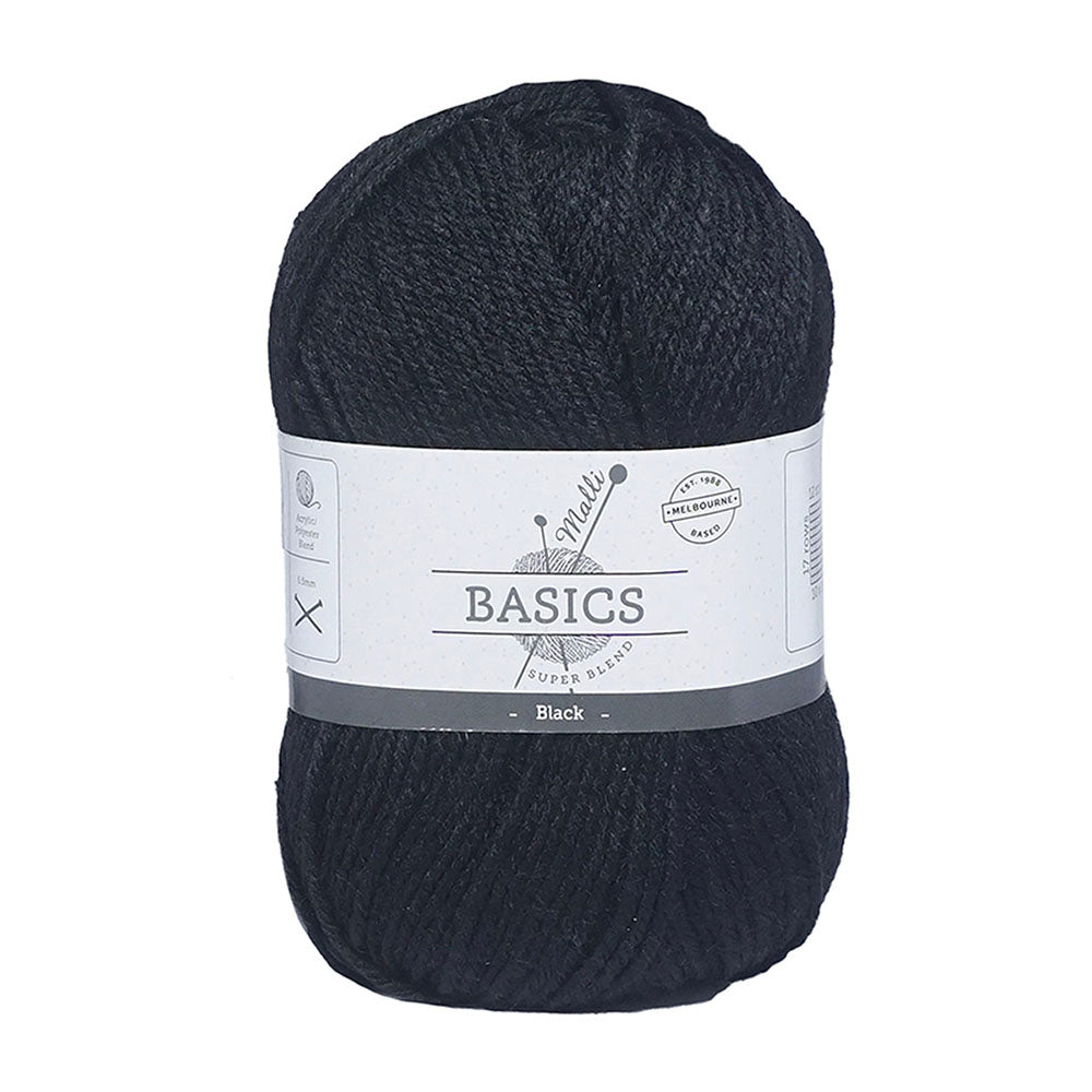 10x Malli Blend Basic 100g Acrylic/Poly Yarn Craft Knitting/Crochet Black