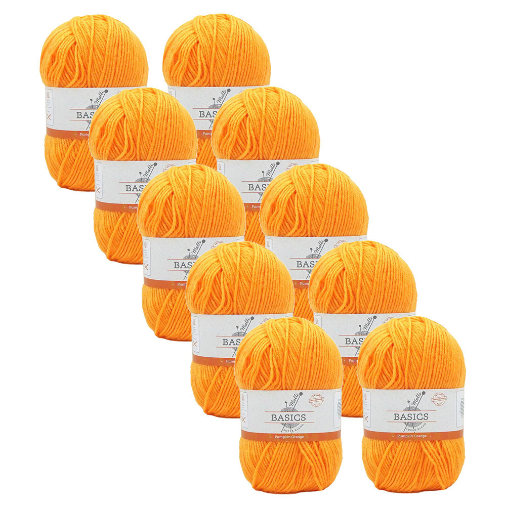 10x Malli Blend Basic 100g Acrylic/Poly Yarn Knitting Pumpkin Orange