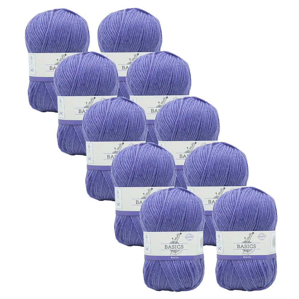 10x Malli Blend Basic 100g Acrylic/Poly Yarn Knitting/Crochet Blue Iris