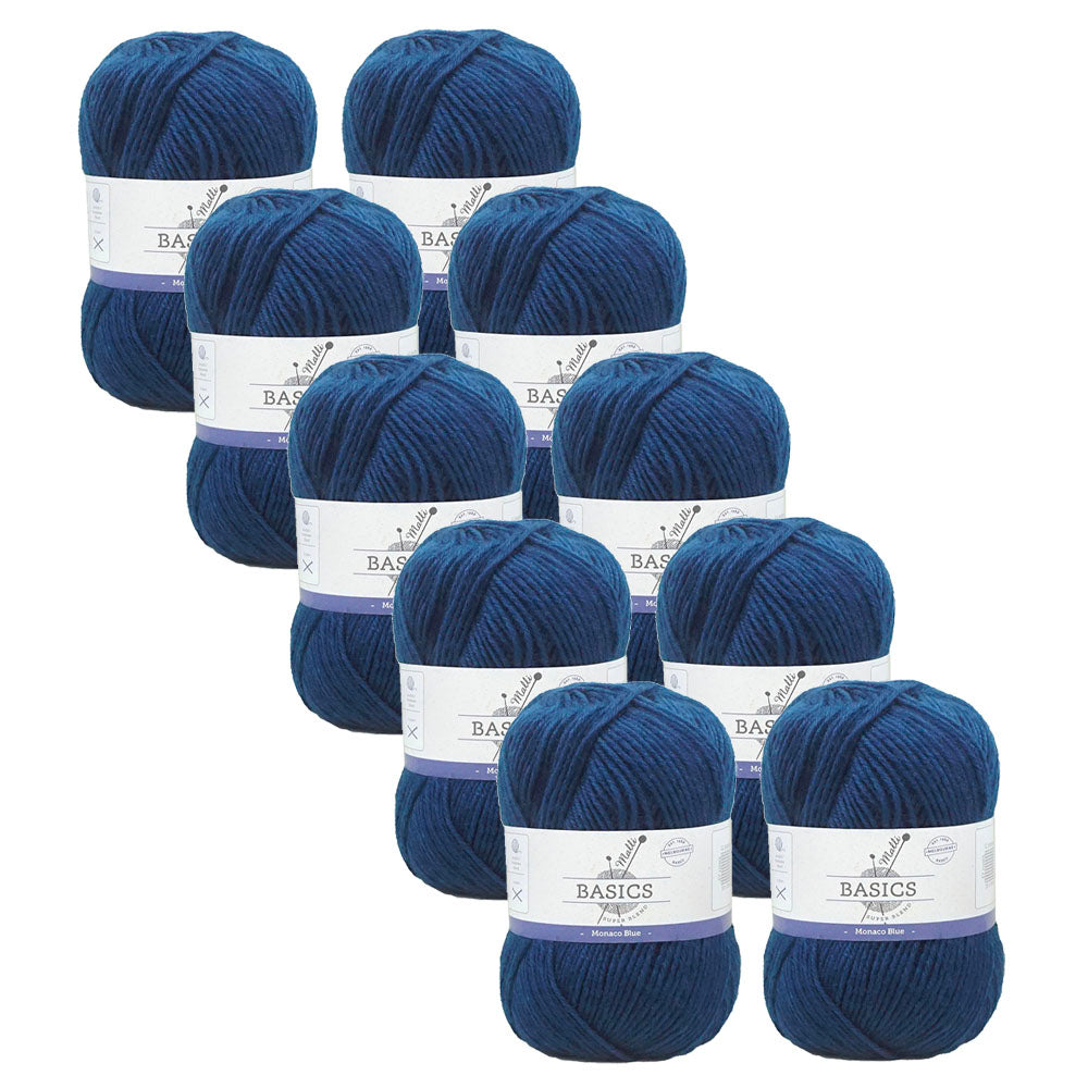 10x Malli Blend Basic 100g Acrylic/Poly Yarn Knitting/Crochet Monaco Blue