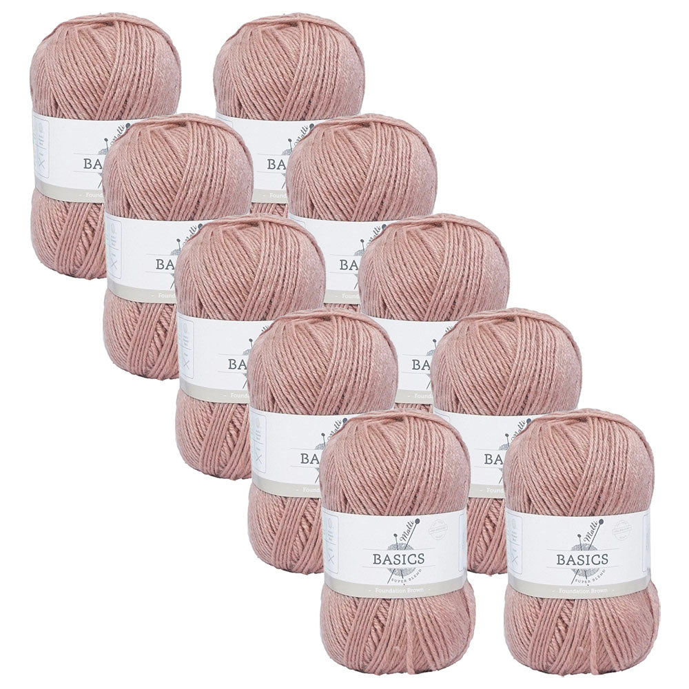 10x Malli Blend Basic 100g Acrylic/Poly Yarn Knitting Foundation Brown