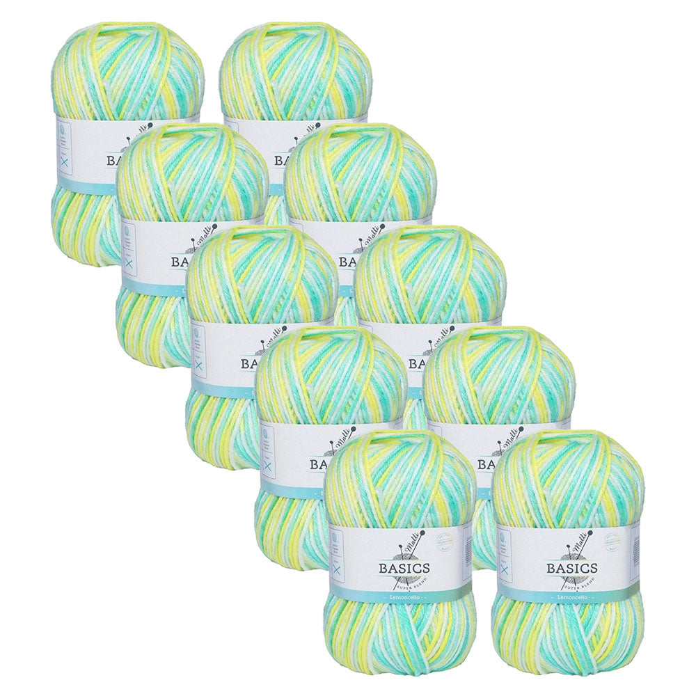 10x Malli Blend Basic Multi Colour 100g Acrylic/Poly Yarn Lemoncello