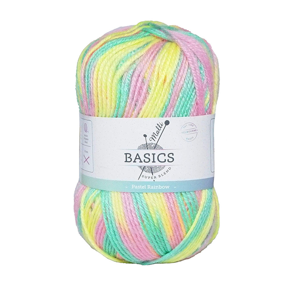 10x Malli Blend Basic Multi Colour 100g Acrylic/Poly Yarn Pastel Rainbow