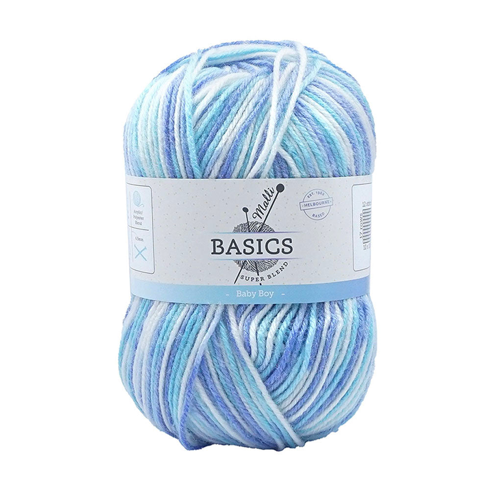 10x Malli Blend Basic Multi Colour 100g Acrylic/Poly Yarn Knit Baby Boy