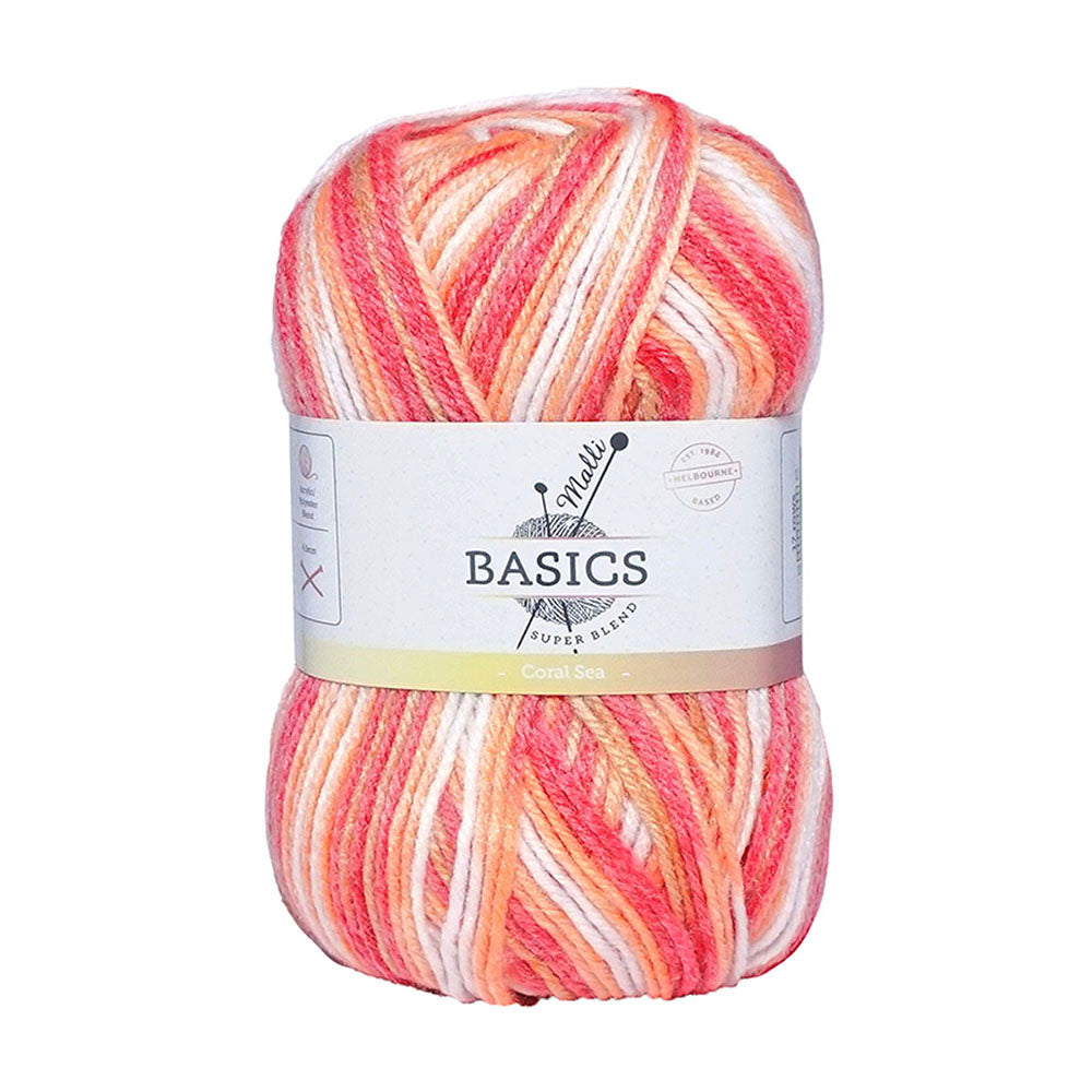 10x Malli Blend Basic Multi Colour 100g Acrylic/Poly Yarn Knit Coral Sea