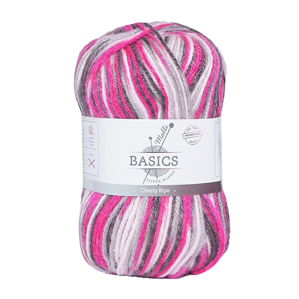 10x Malli Blend Basic Multi Colour 100g Acrylic/Poly Yarn Cherry Ripe