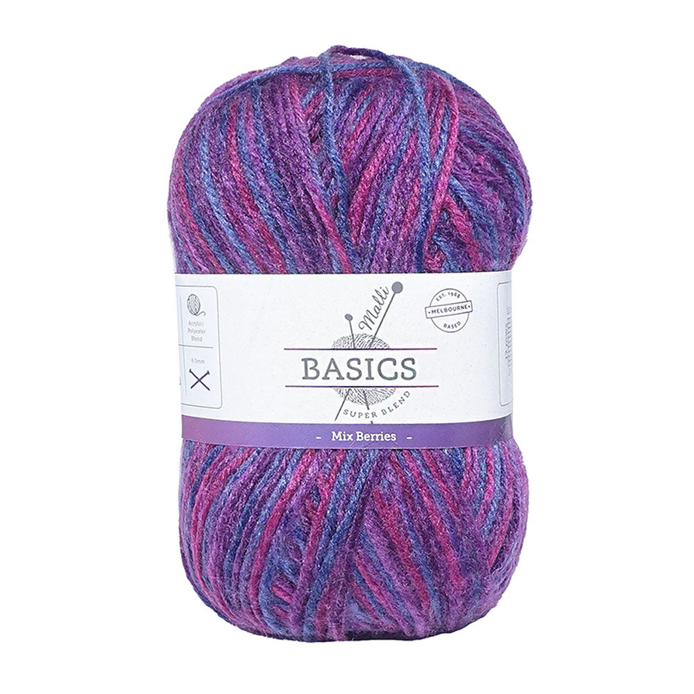 10x Malli Blend Basic Multi Colour 100g Acrylic/Poly Yarn Mix Berries