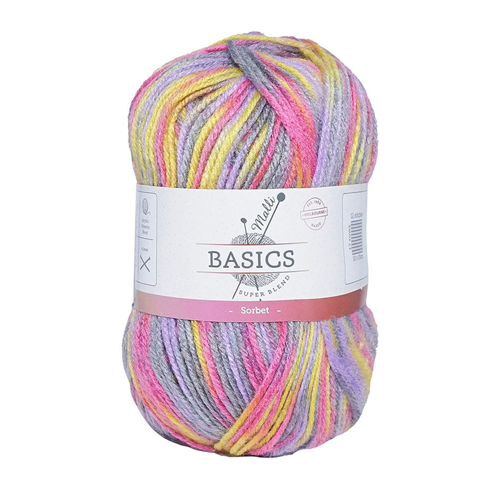 10x Malli Blend Basic Multi Colour 100g Acrylic/Poly Yarn Knitting Sorbet
