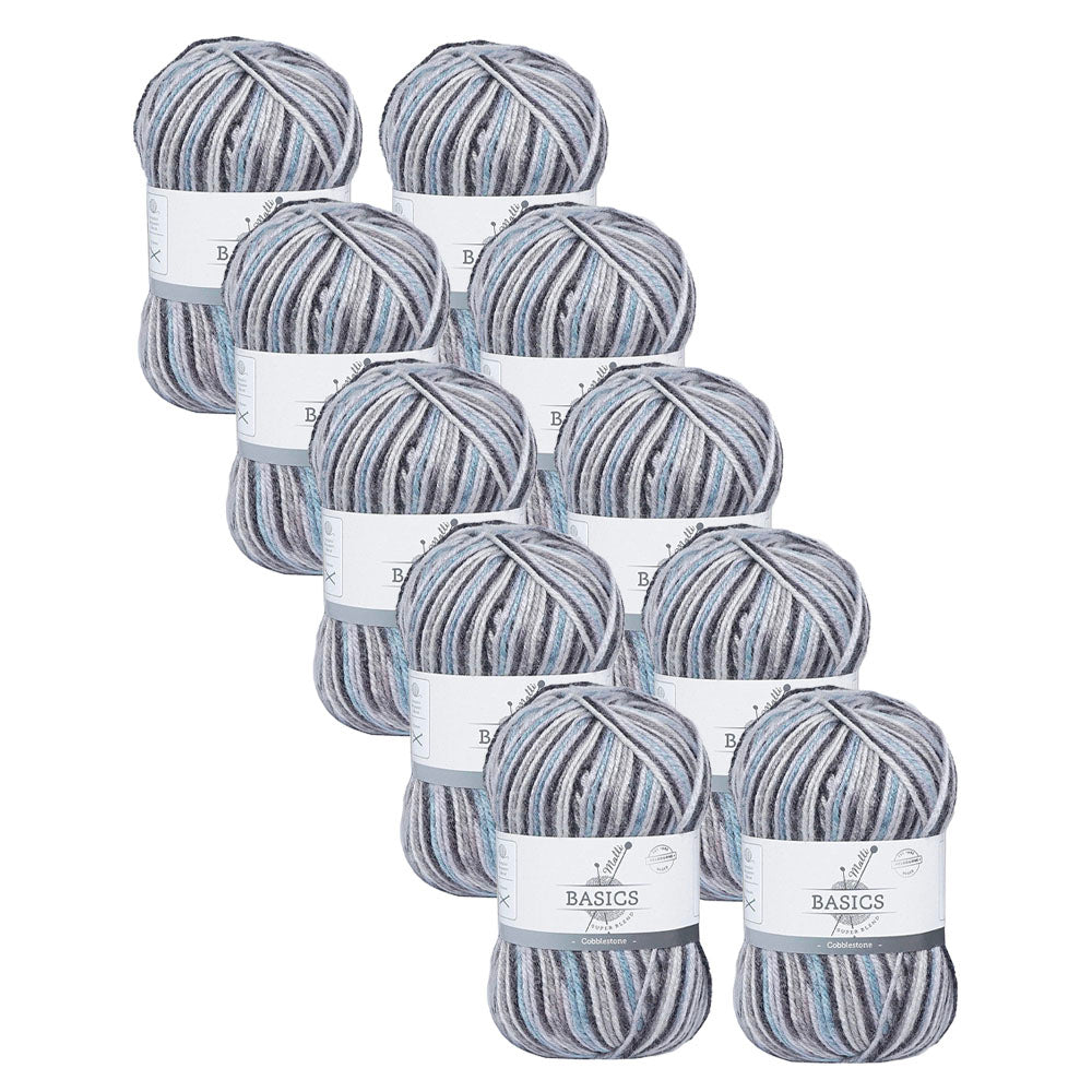 10x Malli Blend Basic Multi Colour 100g Acrylic/Poly Yarn Cobblestone