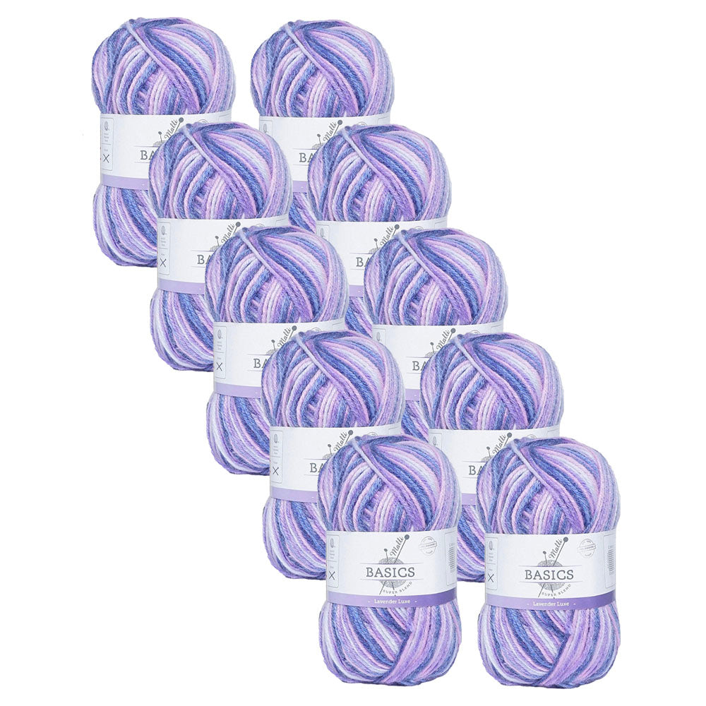 10x Malli Blend Basic Multi Colour 100g Acrylic/Poly Yarn Lavender Luxe