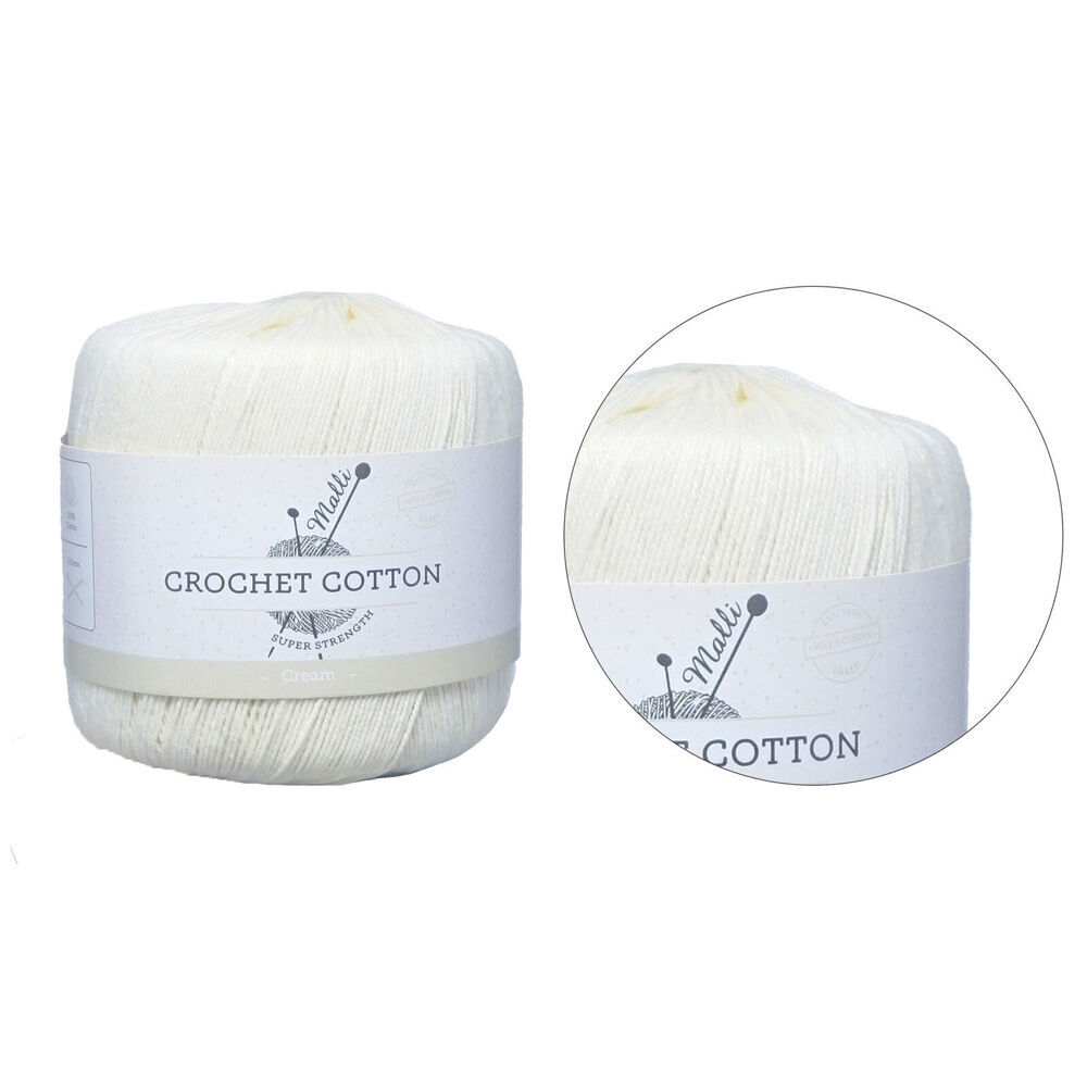 12PK Malli Super Strength 100% Cotton Crochet Knitting Yarn 3ply 50g Cream