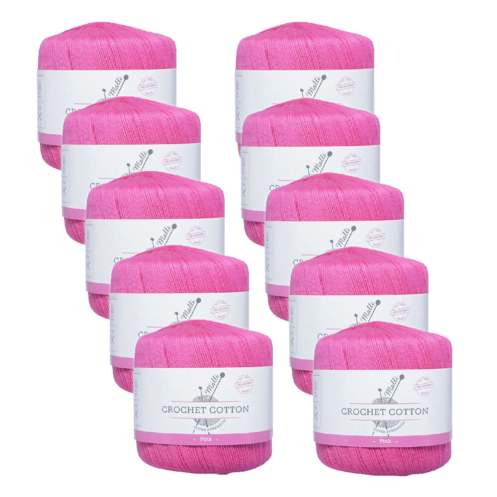 10PK Malli Super Strength 100% Cotton Crochet Knitting Yarn 3ply 50g Pink