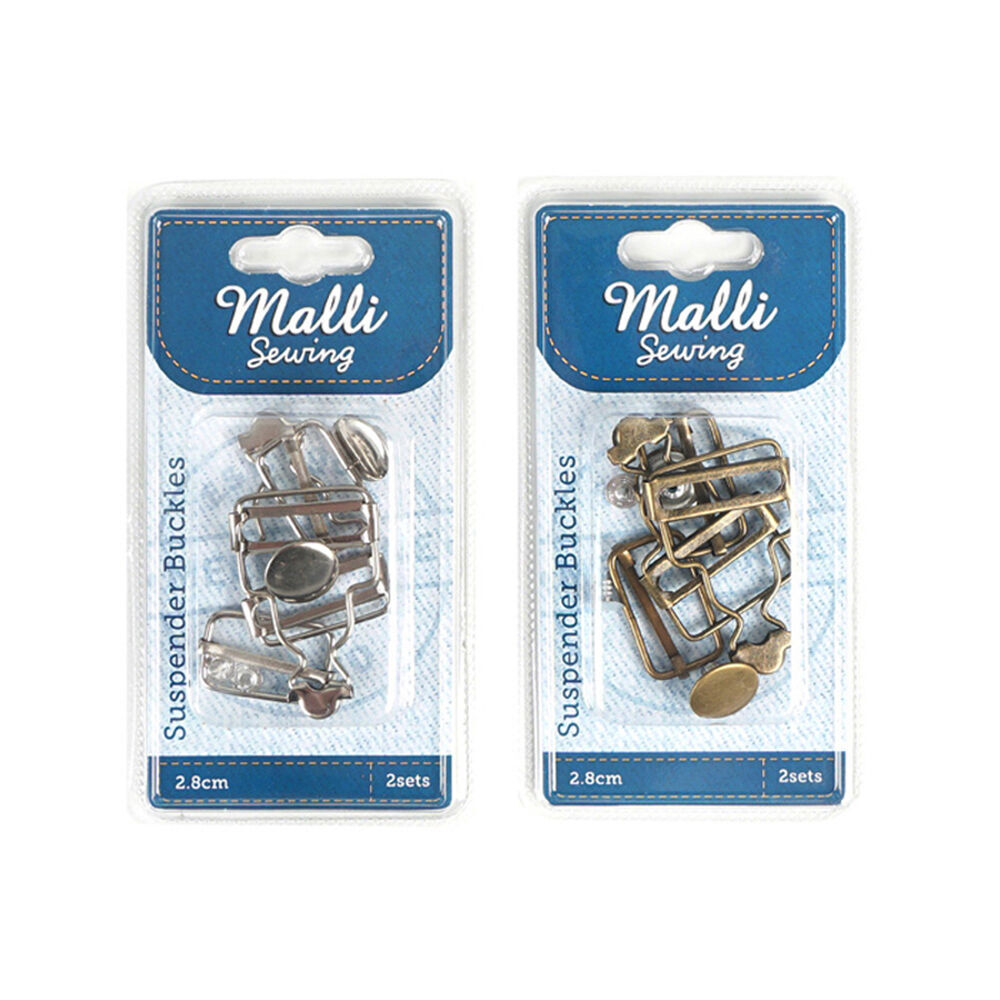 6x 2pc Malli Sewing Metal Suspender Buckles 2.8cm - Assorted