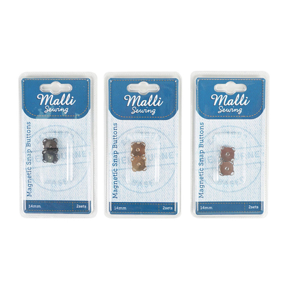 6PK Malli Sewing Sew On Magnetic Metal Snap Buttons 14mm - Assorted