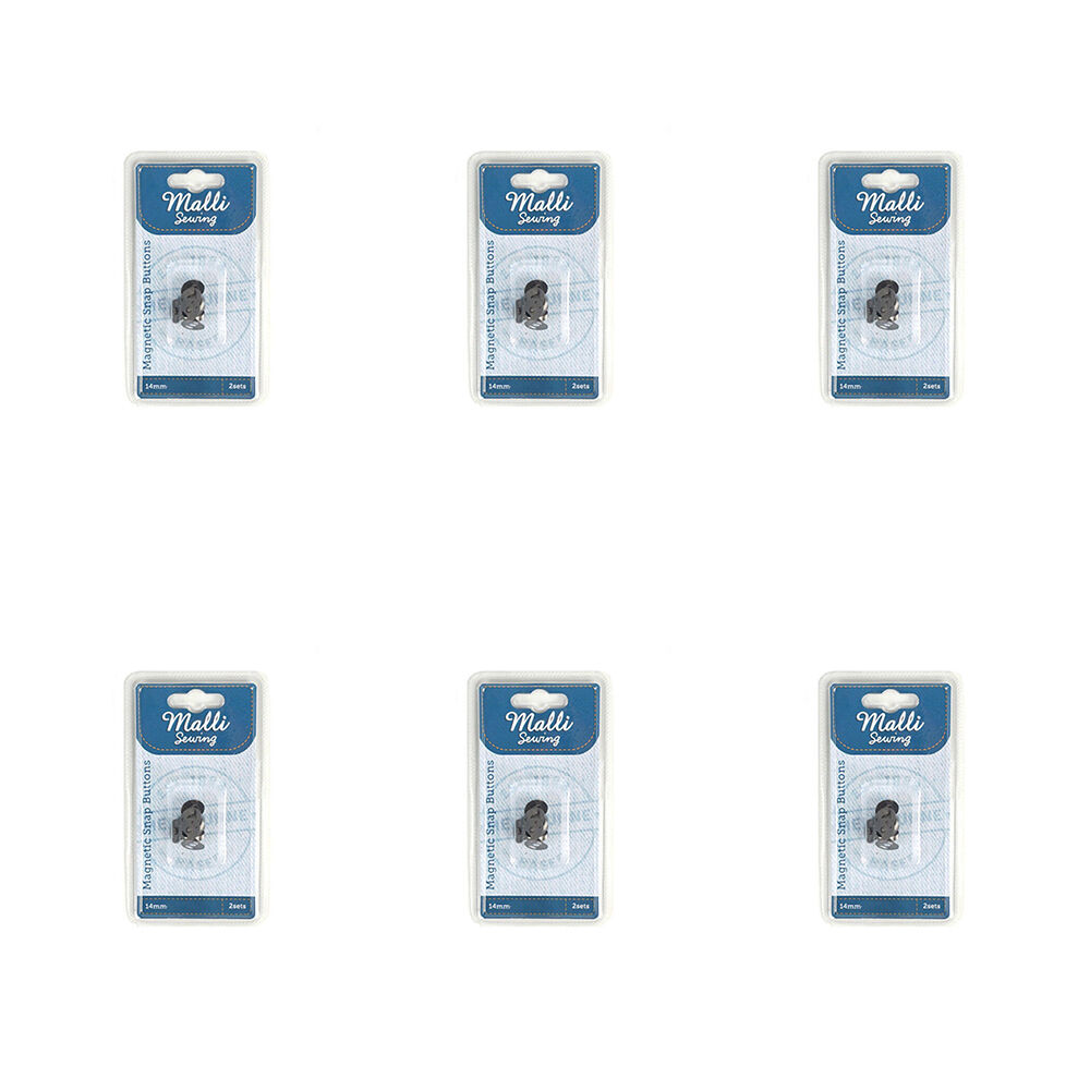 6PK Malli Sewing No Sew Magnetic Metal Snap Buttons 14mm - Assorted
