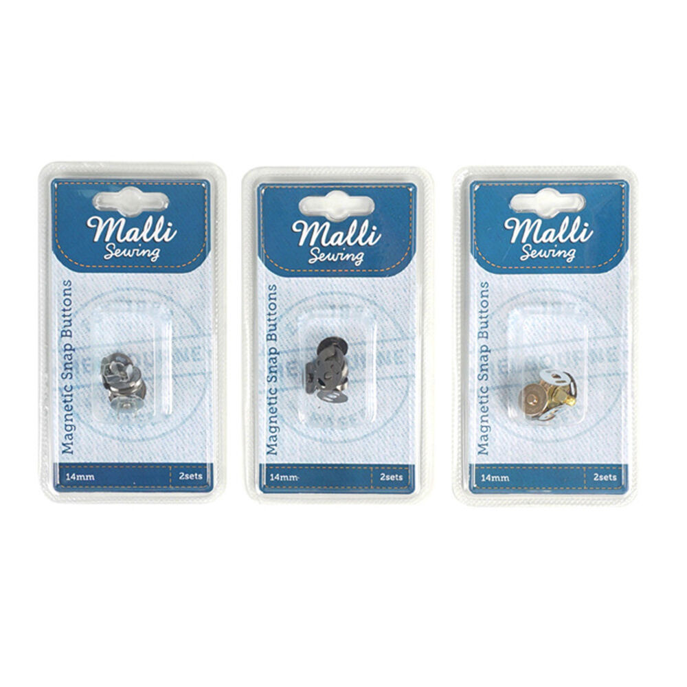 6PK Malli Sewing No Sew Magnetic Metal Snap Buttons 14mm - Assorted