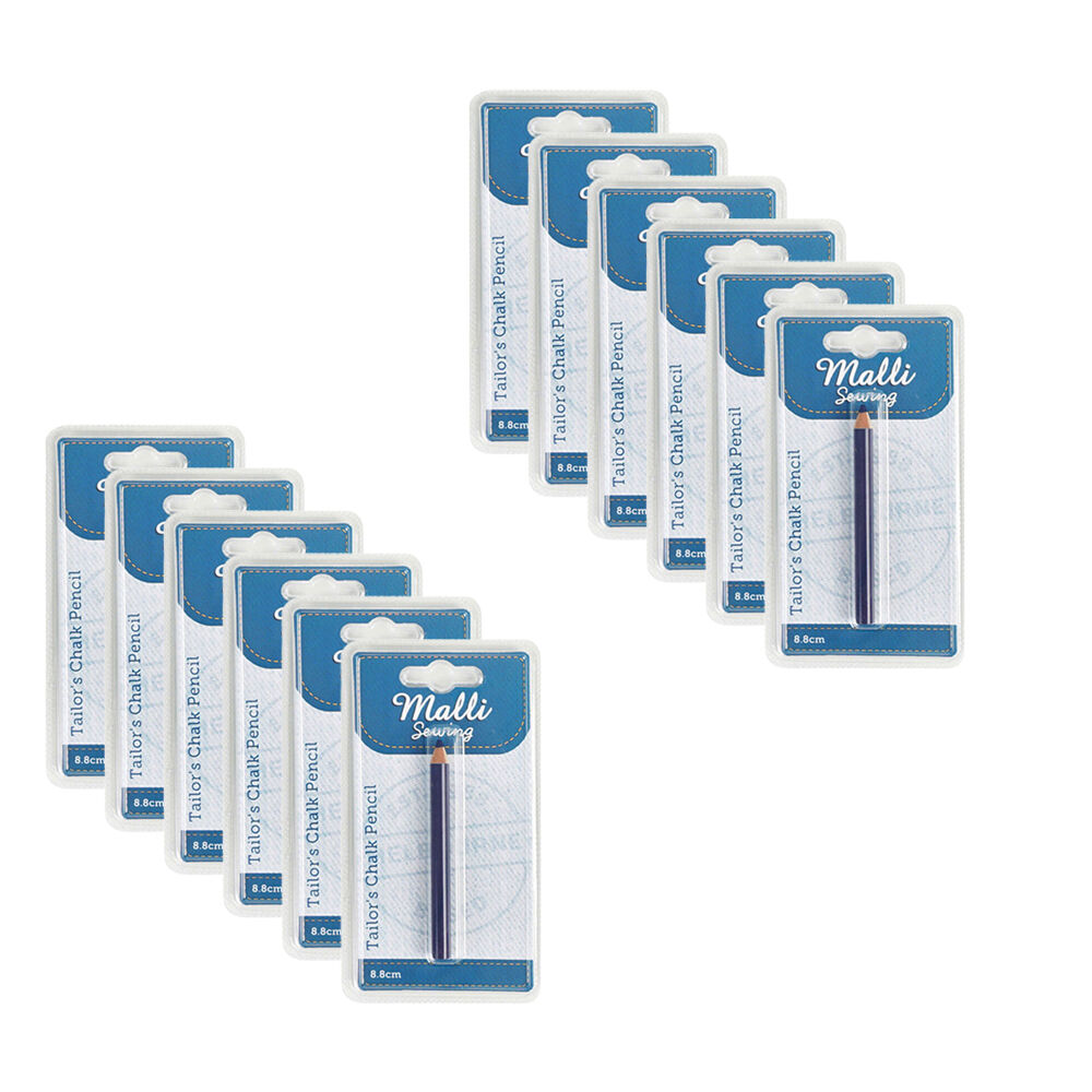 12PK Malli Tailors Chalk Pencil Fabric Marking Tool 128.8cm - Assorted