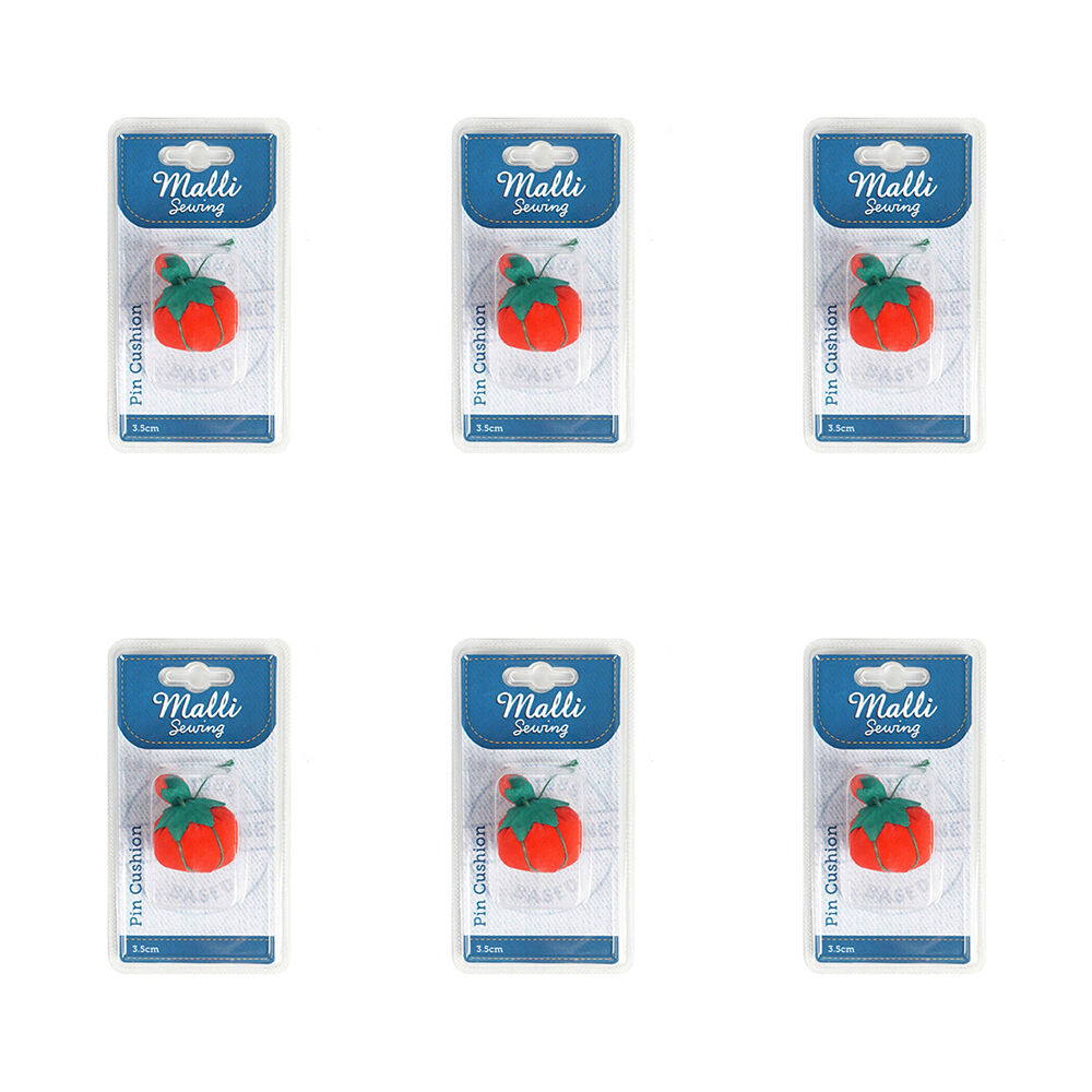 6PK Malli Sewing Nylon Tailoring/Sewing Pin Cushion 3.5cm - Red