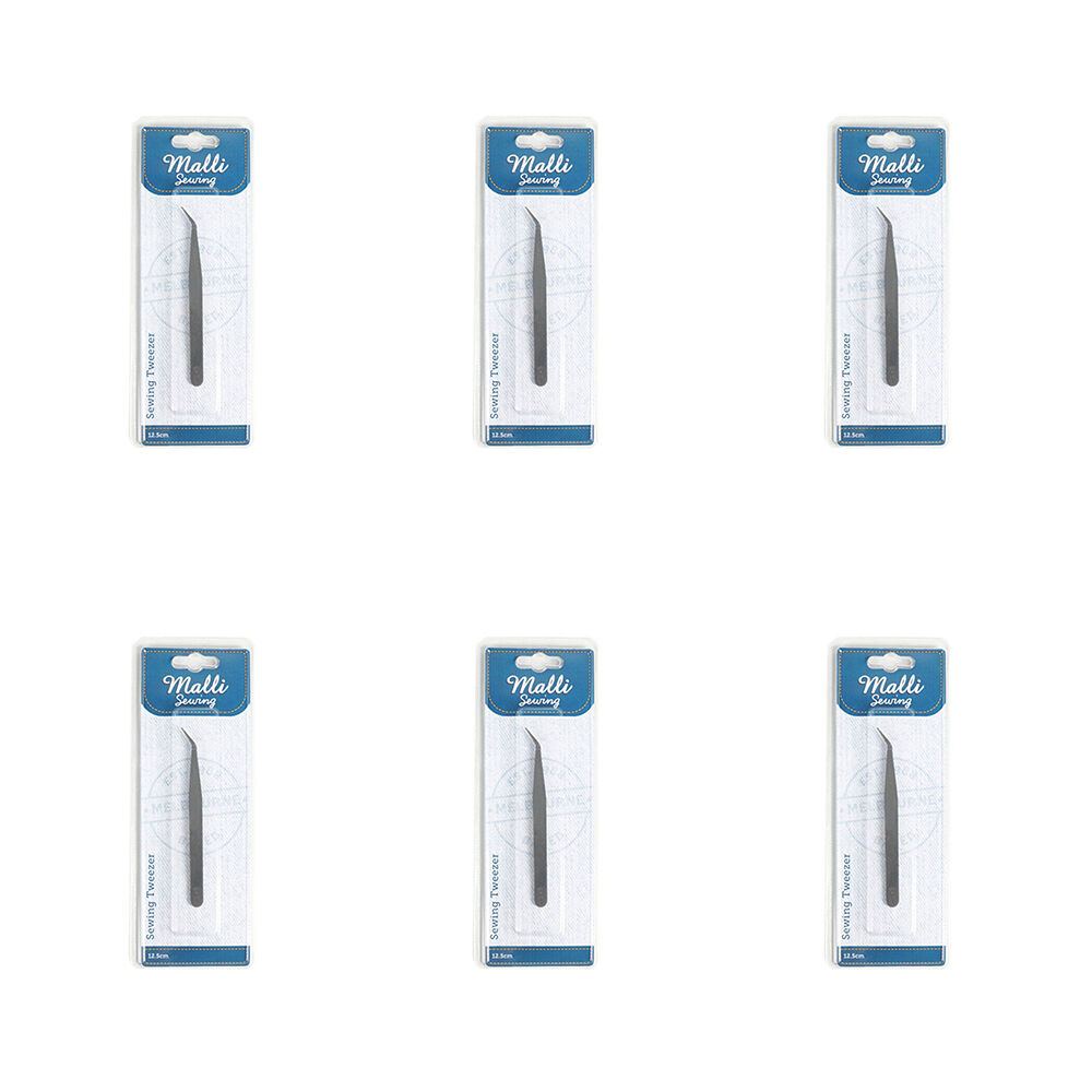 6PK Malli Sewing Metal Sewing Tweezer 12.5cm Silver - Assorted