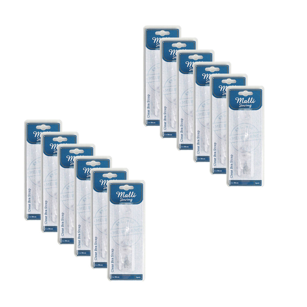 12PK Malli Sewing 1-Pair Adjustable Plastic Clear Bra Straps 121x38cm