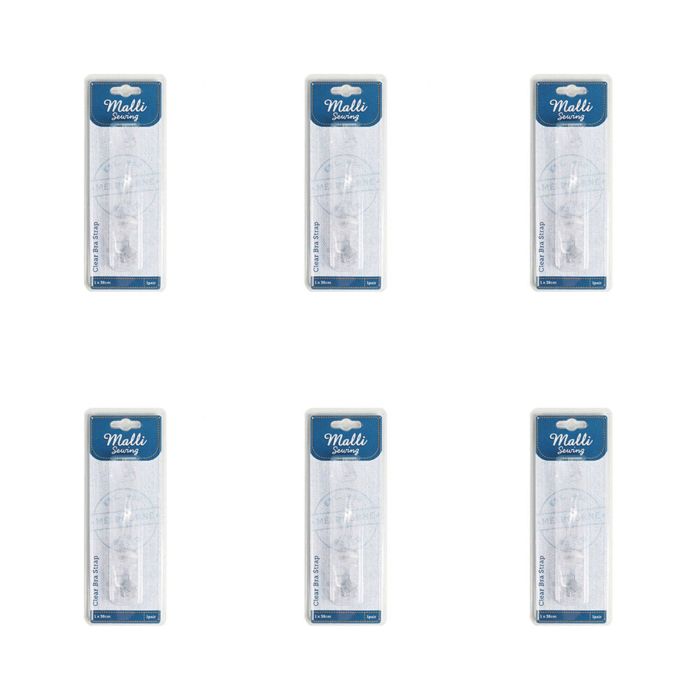 6PK Malli Sewing 1-Pair Adjustable Plastic Clear Bra Straps 121x38cm