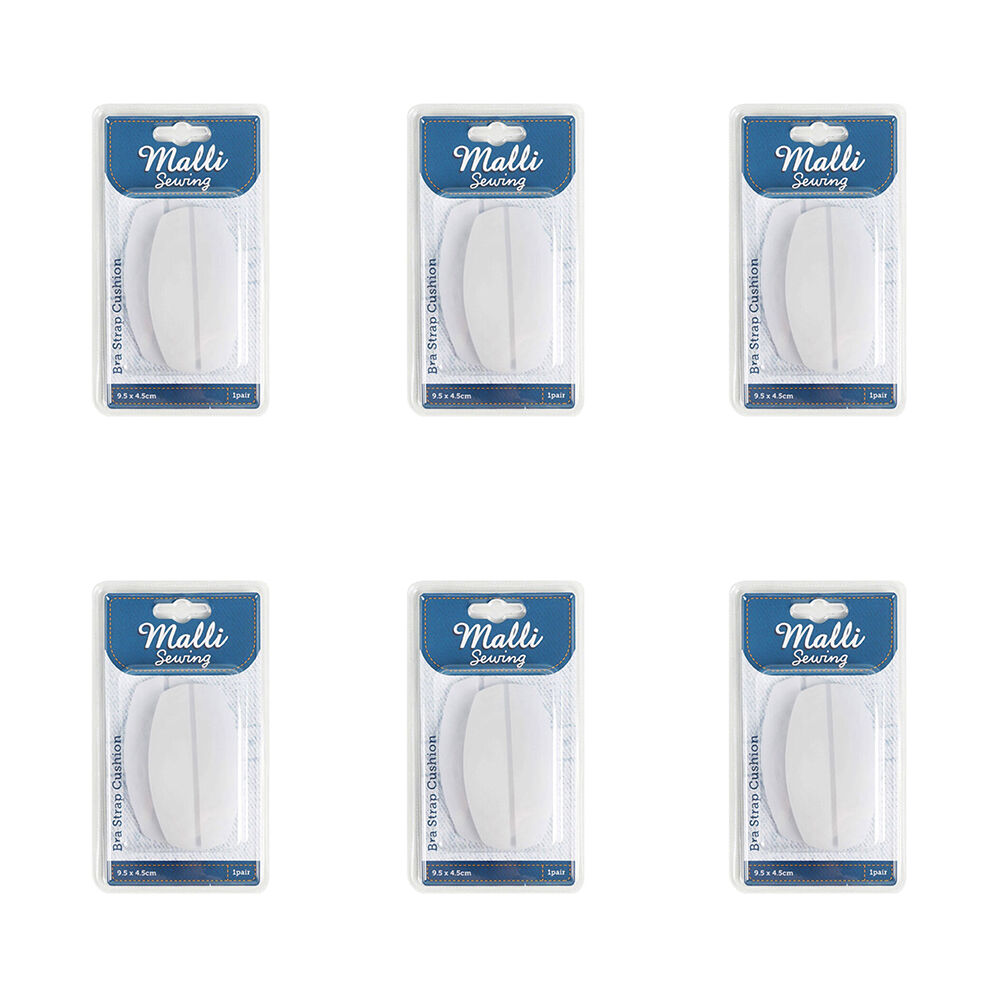 6PK Malli 1- Pair Silicone Bra Strap Cushion 129.5x4.5cm - White
