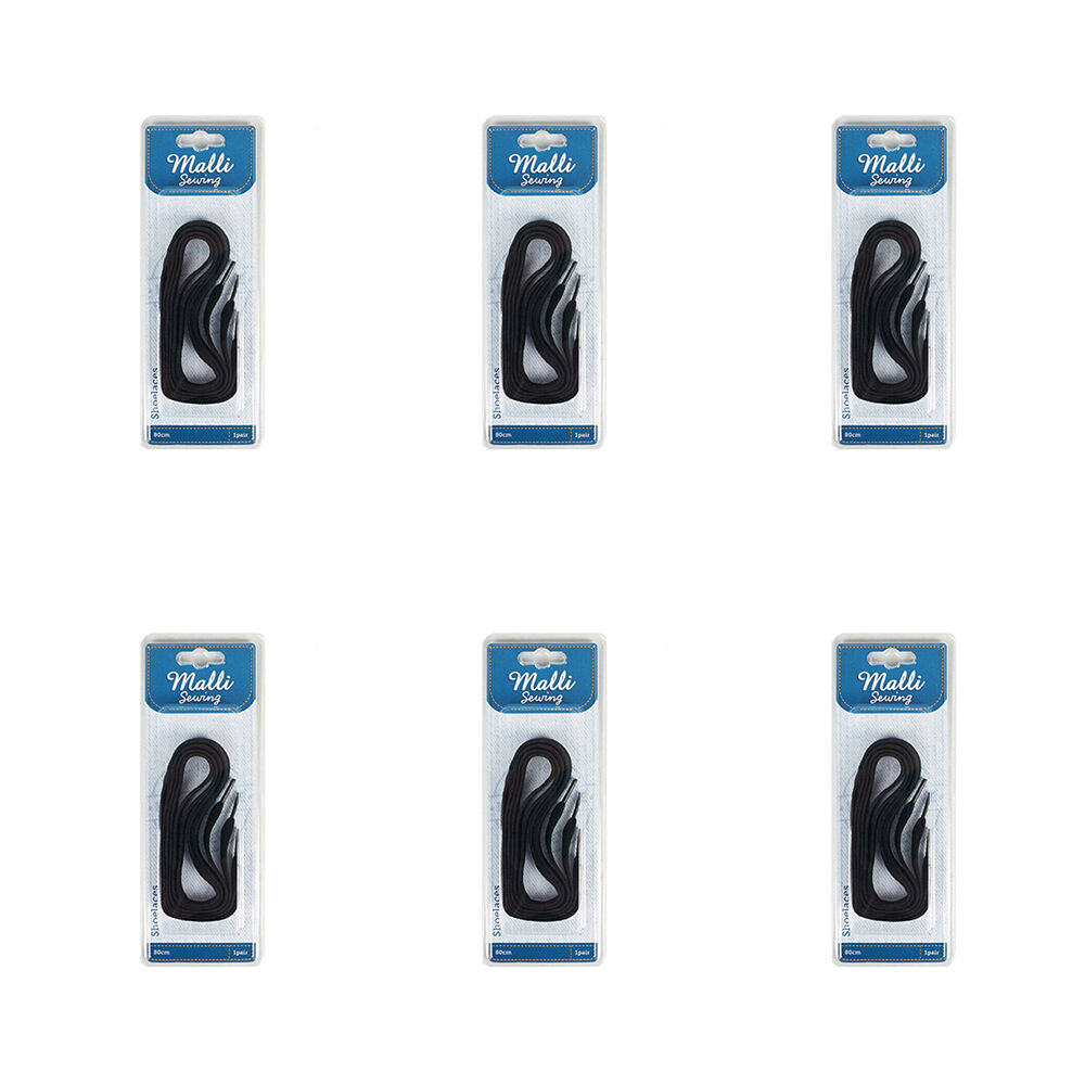 6PK Malli Sewing 1-Pair Replacement Shoelaces 80cm - Assorted