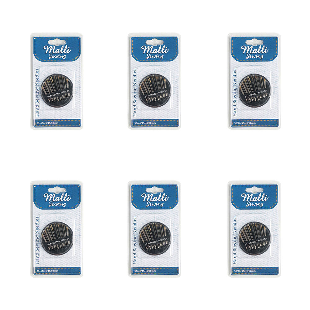 6PK Malli Sewing Metal Hand Sewing Needles Silver - Assorted Sizes
