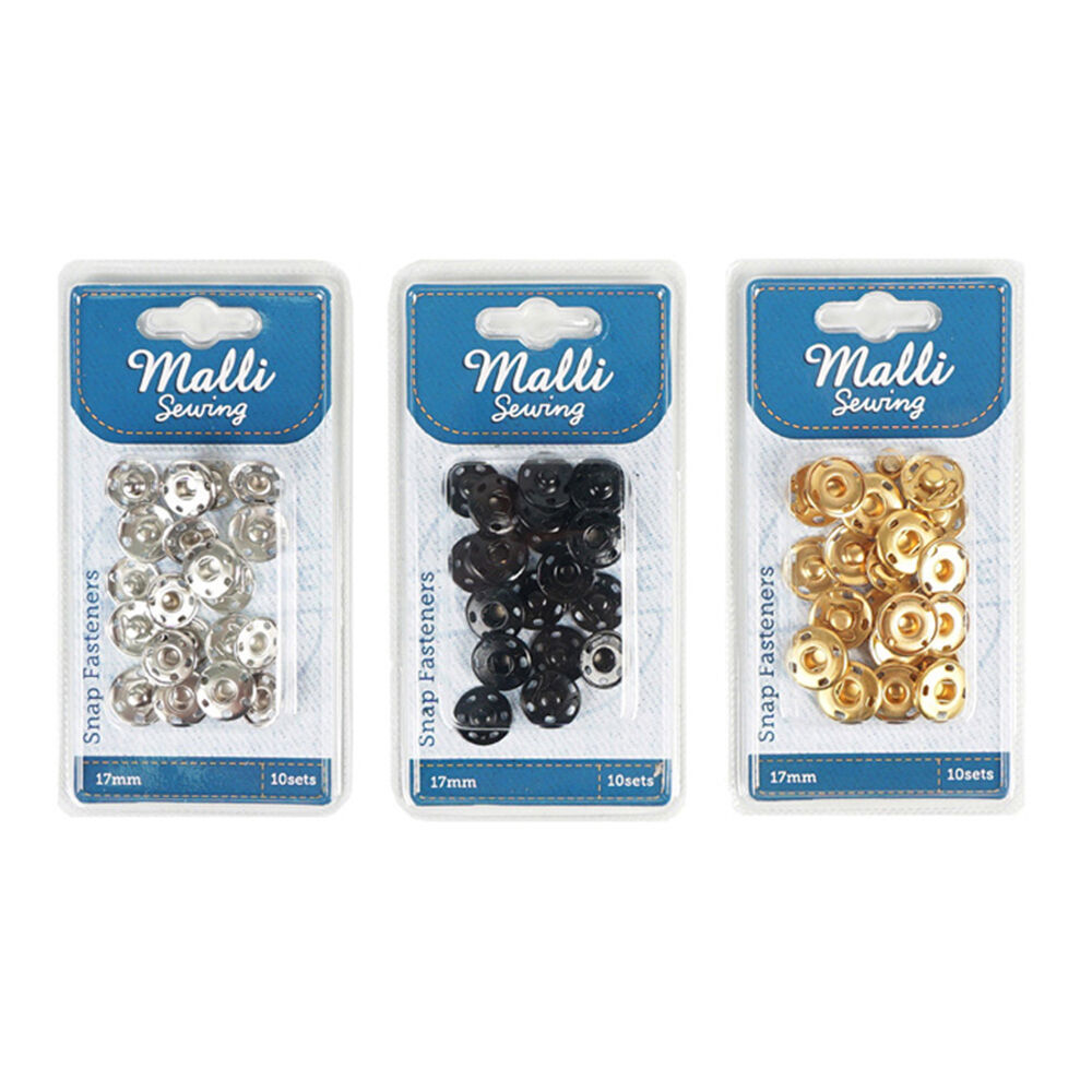 6PK Malli Sewing 10-Sets Iron Snap Fasteners 17mm - Assorted